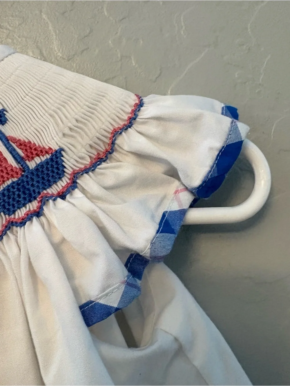 Classic Whimsy white smocked and embroidered sailboat dress size 9 months